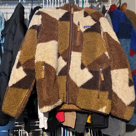 RARE Patagonia Bear Block Retro-X Deep Pile Jacket - Picture 1 of 5